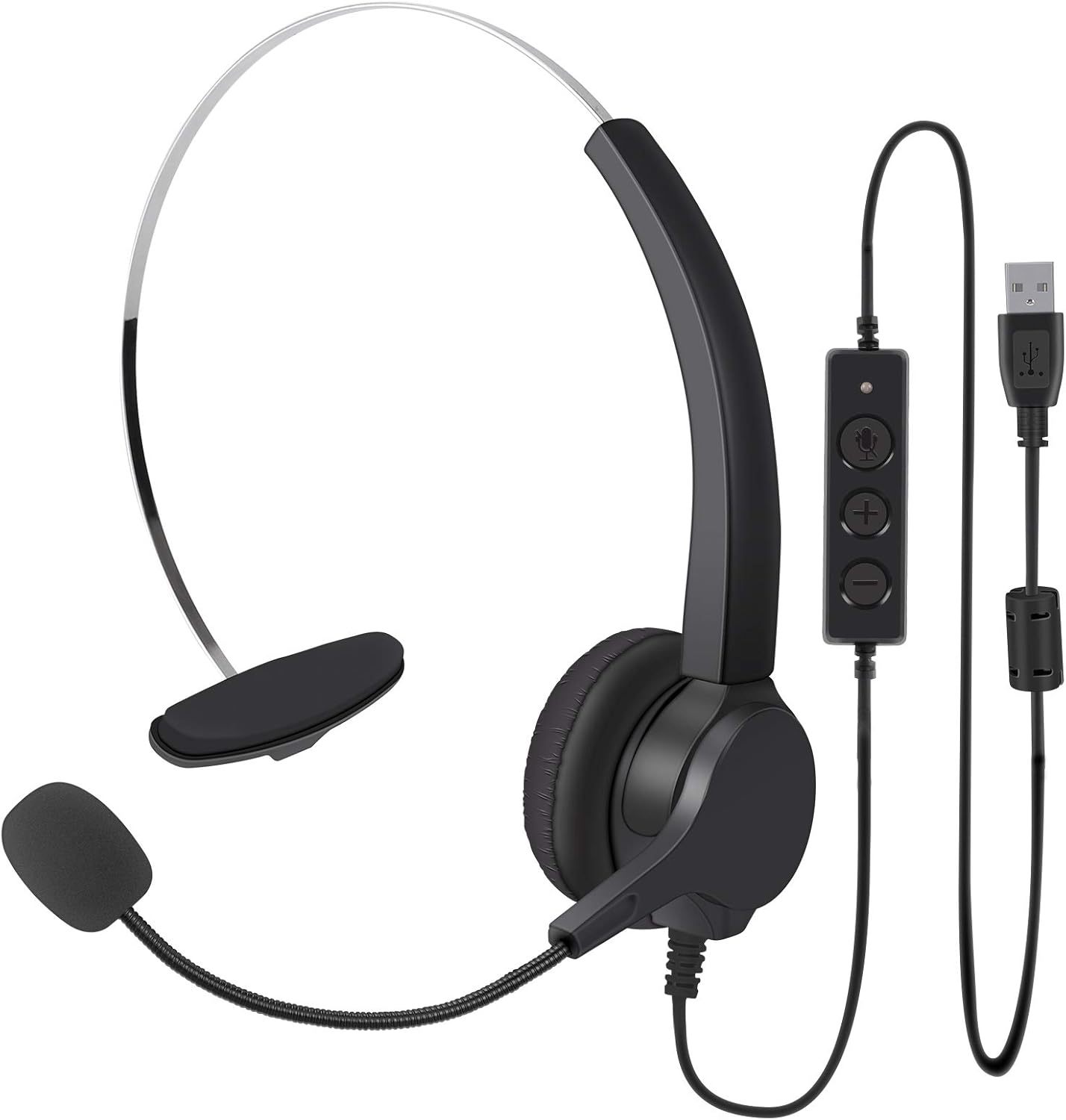 USB CallCenter Headset with Microphone Noise Cancelling, Lightweight
