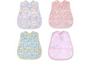 NORINORI Baby bibs Waterproof Toddler bib - Feeding bib with Pocket for Infant Boy Girl Washable 6-36M