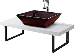 Neuhaus Encimera de Lavabo 100 x 45 x 30 cm Toallero Estante de Baño Tablero de Pared para Lavabo con Soporte de Metal Mueble de Baño Blanco Mate