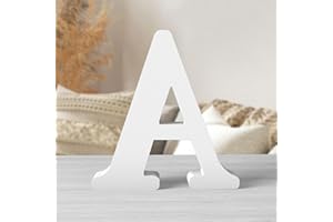 Zaruatu 8 Inch White Wood Letters Unfinished Wood Letters for Wall Decor Decorative Standing Letters White Block Letters for Wall Decoration for Craft Home Party Projects (A)