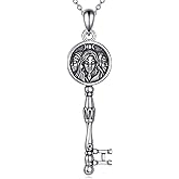 JBAERD Hecate Necklace Sterling Silver Triple Moon Goddess Key Pendant Wiccan Jewelry Gifts for Women
