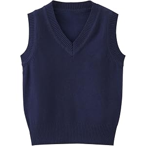 ZVYTBKI Knit V-Neck Sweater Vest for Kids Uniform Solid Sleeveless Pullover Tank Girls Boys Fall Casual Preppy Knitwear