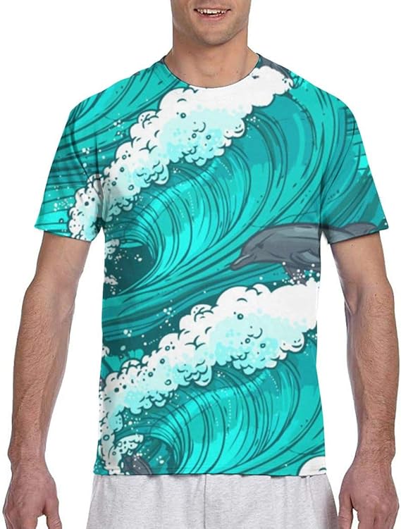 Amazon Co Jp 海の波 Tシャツメンズ 半袖プリント 夏 カジュアルファッション 人気 クルーネック ゆったりとしたスポーツの快適性 ユニセックス 服 ファッション小物