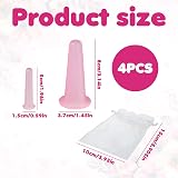 Eophmi Face Cupping Set 4 Pcs Silicone Facial Cups Pink 8x3.7 cm 5x1.5 cm view 2