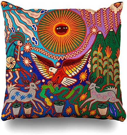 Decorativepillows 20 x 20 inch Throw Pillow Covers,Oaxaca Mexico Mexican Mayan Tribal Art Boho Travel Pattern Double-Sided Decorative Home Decor Indoor/Outdoor Garden Sofa Bedroom Car Kitchen Nice