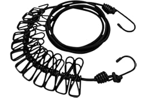 ALINNA Black Retractable Portable Clothesline, Windproof Travel Clothesline with 12 Clothespins for Indoor Laundry Drying, Outdoor Camping Accessories