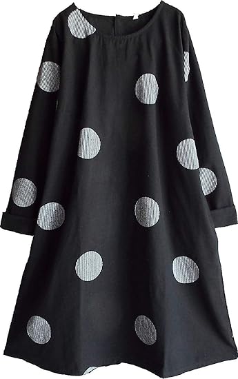 Amazon ワンピース ドット柄 チュニック ａライン 秋 冬 ナチュラル コットン 40代 50代 体型カバー S2611 ワンピース チュニック 通販