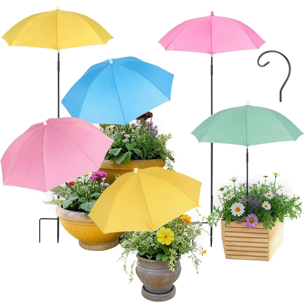 Photo 1 of Vorriop Upgraded 6pcs Plant Umbrellas for Outdoor Plants?Garden Beds Shade?Adjustable Height Provides Shade for Potted Plants to Protect Their Flowers from Intense Sunlight and Rain