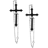 Sacina Gothic Black Sword Chain Stud Earrings, Gothic Punk Grunge Emo Earrings, Goth Jewelry, Halloween Christmas Jewelry Gift For Women