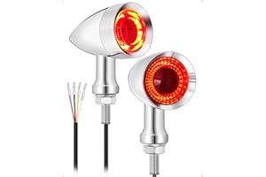 AMAZICHA Motorcycle Bullet 48 LEDs Rear Turn Signal Light SMD Blinker Indicator Fit for Honda Yamaha Suzuki Kawasaki Harley Sportster (Chrome, Rear Turn Light)