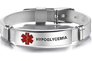 NARTGO Red Medical Alert ID Emergency Bracelet for Women Men's First Aid Seniors Health Alarm Stainless Steel Plate Adjustable PVC Band Bracelets