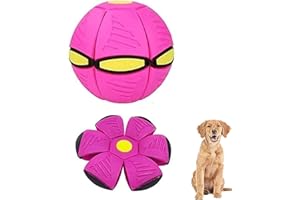 GORGOU Dog Flying Saucer Ball -Light OwowPet Pet Magic Ball Interactive Decompression Kids Pet Toy Puppy Birthday Pet Dog Balls (Peach)