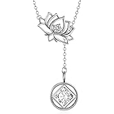 Daixiya Sobriety Gifts for Women 925 Sterling Silver Alcoholics Anonymous/Narcotics Anonymous Necklace Lotus AA/NA Sobriety Jewelry Gifts for Women