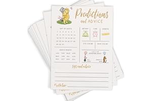 Printed Party Baby Predictions & Advice Cards – Classic Pooh Theme, Winnie Baby Shower Game for Guests, Gender Reveal Activity for Boy or Girl Activity, 30 Pack