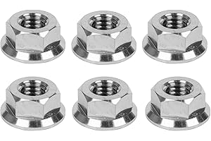 UHDFBDHF 6PCS Titanium DIN6923 M5 M6 M8 M10 M12 M14 Hex Flange Nuts (M8 Pitch 1.25mm)