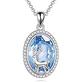 SHINYKEND 925 Sterling Silver Deer Necklace for Women, S925 Crystal Deer Pendant Animal Necklace Christmas Valentine's Day Birthday Anniversary Mothers Day Jewelry Gifts for Her Mom Girlfriend 18+2"