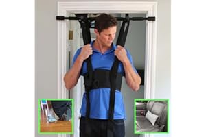 SIT AND DECOMPRESS THE ULTIMATE LOW BACK THERAPY Ultimate Back Stretching Package - Sit and Decompress Back Stretcher with Inflatable Lumbar Pillow (Small Harness with Bar) - Inversion Table Alternative Chiropractor Designed