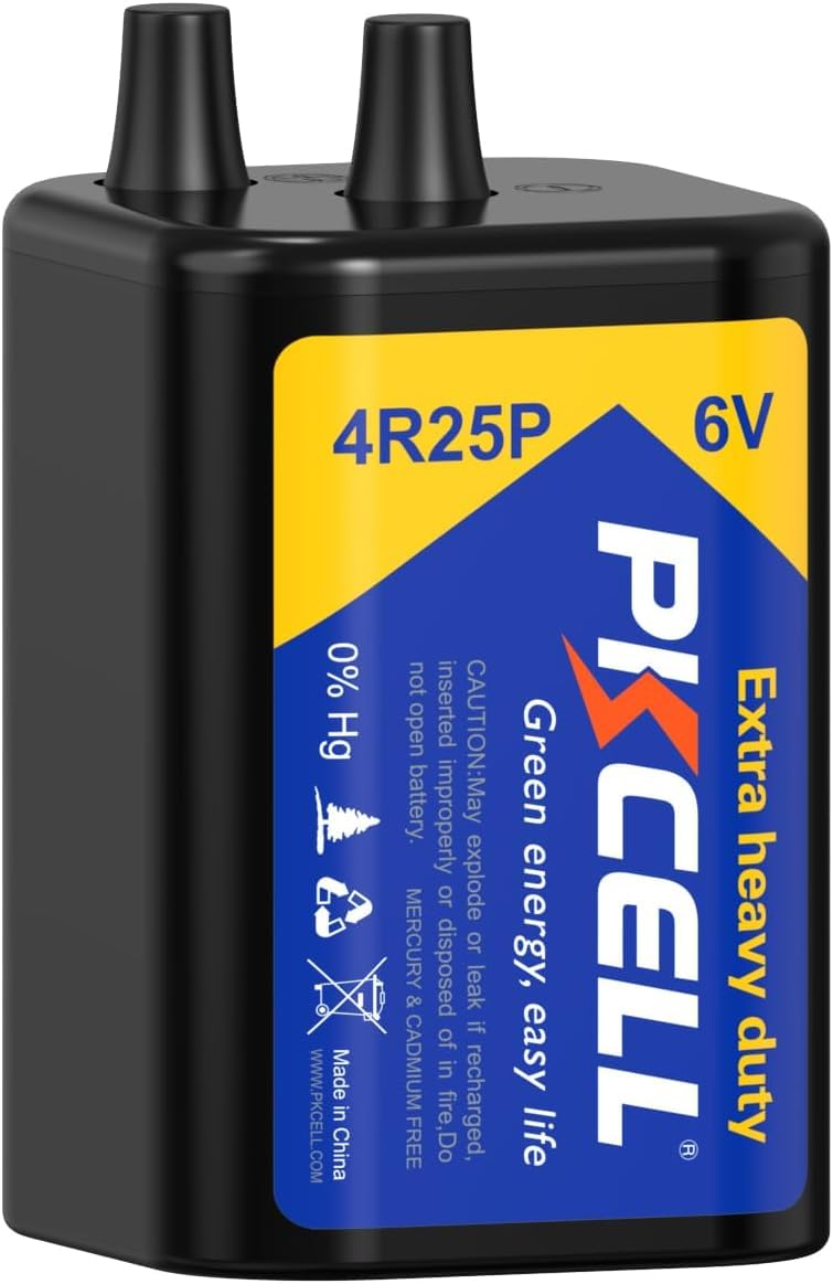Photo 1 of PKCELL 6 Volt Lantern Battery, 6V 4R25 Flashlight Battery with Spring Terminals, Heavy Duty Square Batteries with Long-Lasting Power for Lantern, Emergency Light, Deer Game Feeder, Fencing, 1 Count