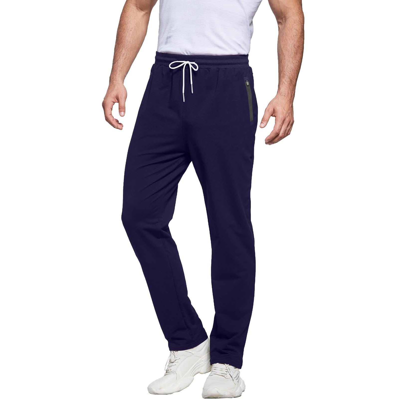 ZOXOZ Jogginghose Herren Trainingshose Herren Baumwolle Sporthose Lang Fitness Sweathose mit Reißverschluss Taschen Dunkelblau XL