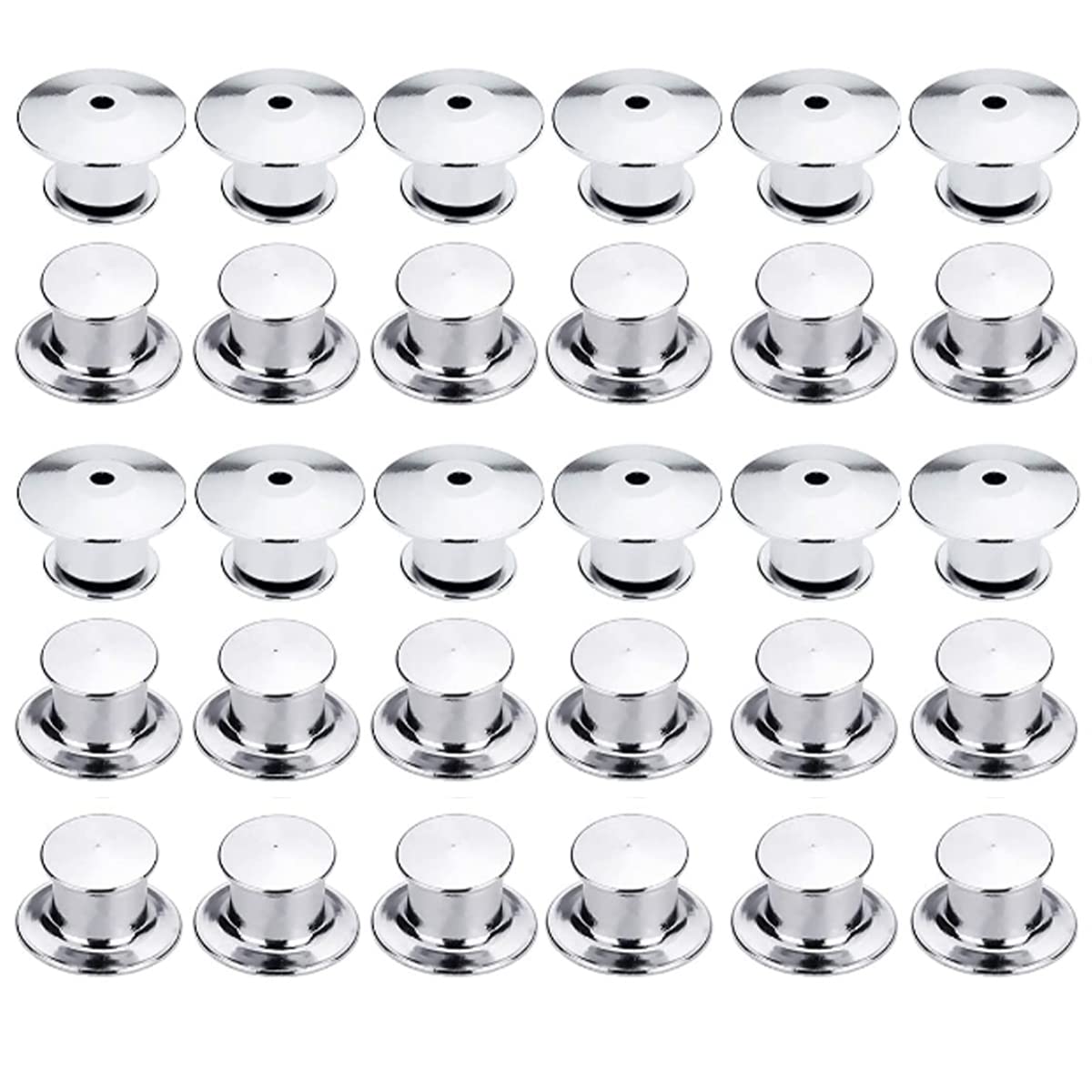 LICQIC Locking Pin Keepers Backs, Metal Pin Badge Backs for Jewelry Brooches Badge Name Tags Crafts DIY, 30 Pcs Silver