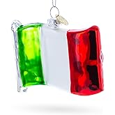 Waving Flag of Italy Blown Glass Christmas Ornament