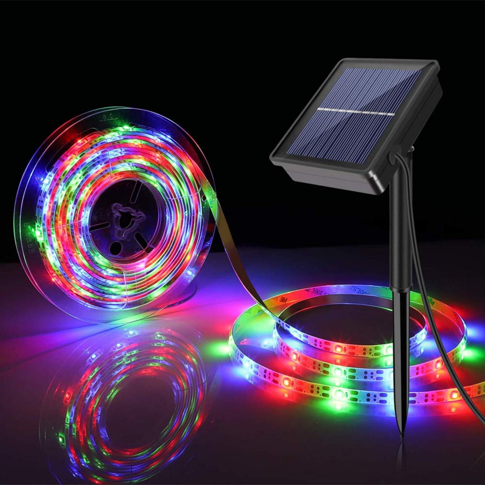 5m Solar LED Strip Lights Warm White, LED String Light Outdoor Solar Powered Flexible Waterproof Rope Lights, 30 leds/m Lights Strip for Garden Christmas Home Patio House Eaves Decor (5m, Colour)