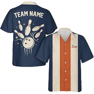 LullabyMall Personalized Bowling Hawaiian Shirts for Men Women 2026, Customized with Name Team Bowling Jersey Short Sleeve