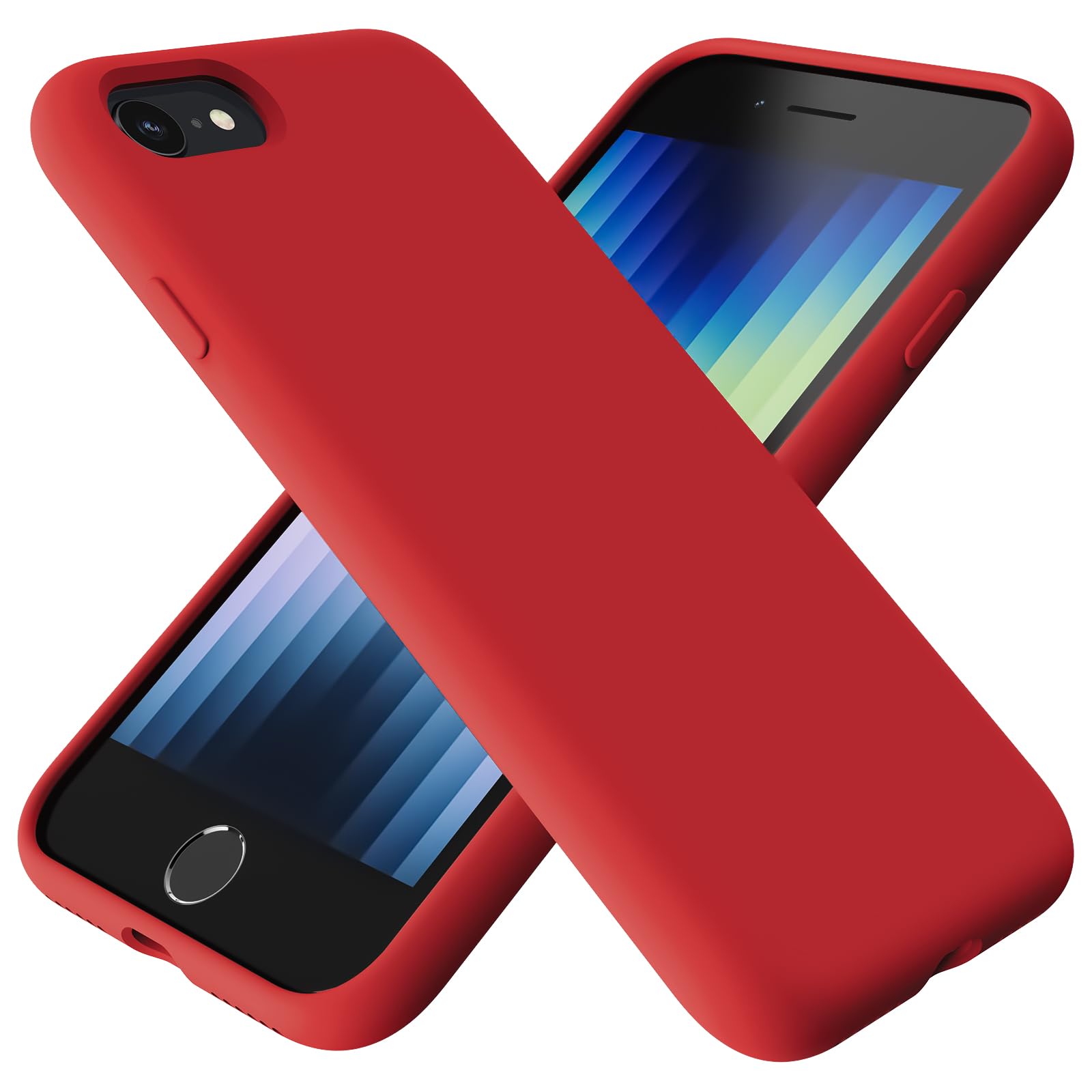TAXXOE Liquid Silicone Case Compatible with iPhone SE 2020/2022, iPhone 8/7, 4.7 Inch, Soft-Touch, Shockproof, DustProof, Antiskid Full Body Phone Cover for iPhone SE - Red — image 1