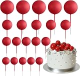 ASTARON 20 Mini Balloons & Balls Cake Decorations Red Cake Toppers
