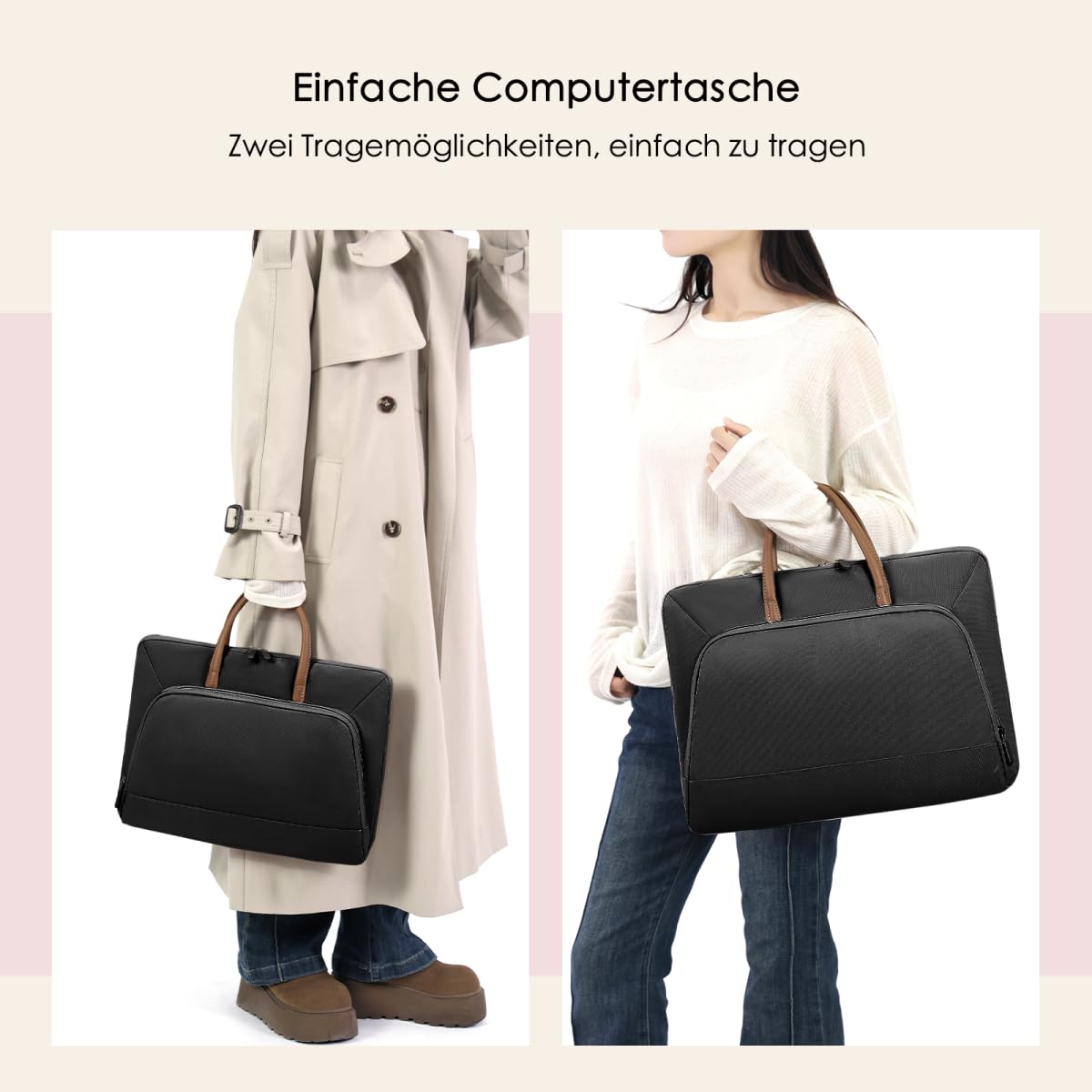 Clufar Laptoptasche 15,6 Zoll Wasserdichte Laptop Tasche 15+ Zoll Herren Business Notebooktasche Computer Tasche Laptophülle Bag Schwarz für Reisen Geschäft Black 3