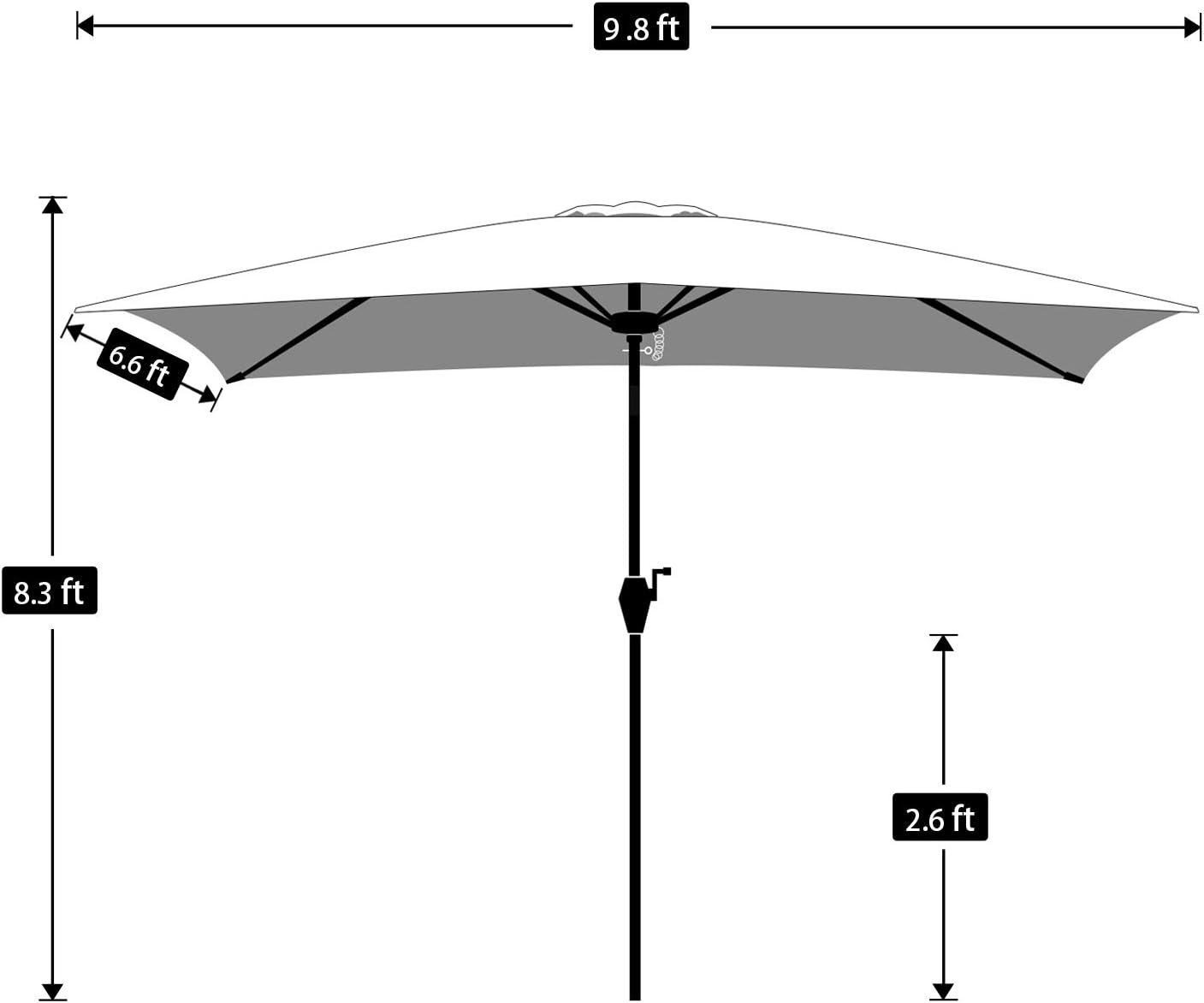 Kingyes Rectangular Patio Table Umbrella Garden Umbrella With Tilt And Crank For Outdoor Swimming Pool Beach Commercial Event Market 6 6 By 9 8 Ft Beige Camping Umbrellas
