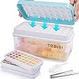 TEBLEI Ice Cube Tray with Lid and Bin, 96Pcs Mini Ice Cube Trays with Scoop and Tongs, Ice Maker for Small Freezer, Kitchen Gadgets and Apartment Essentials, Easy-Release & Stackable