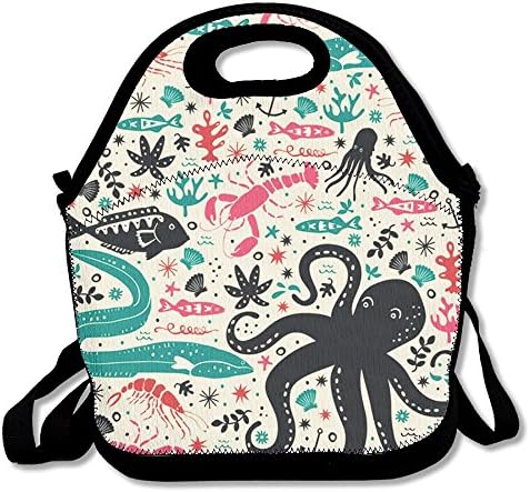 Marine Animal Reusable Insulated Lunch Bag School Picnic Thermal Carrying Gourmet Lunchbox Lunch Tote Container Organizer For Women,Teens,Adults-Lunch Boxes For Outdoors,Work, Office, Schoo