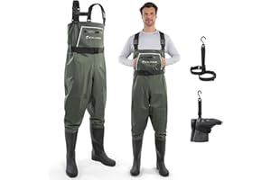 Calamus WaveWalker Fishing Waders for Men & Women, 100% Waterproof PVC Waders with Slip-Resistant Boots, Tear-Resistant Nylon