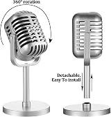 Thinp Classic Retro Microphone Prop Vintage Style Stand Antique Decor Fake view 3