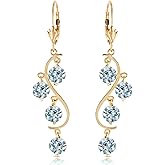 14k Yellow Gold Chandelier Earrings with Aquamarines