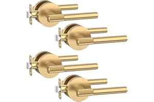 Asidrama 4 Pack Champagne Bronze Privacy Door Handles, Door Lever with Door Knobs Indoor for Bedroom or Bathroom, Heavy Duty 