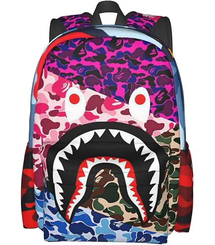 Vkaxopt Backpack Shark Teeth Camo Backpacks Travel Laptop Daypack Big Capacity Bookbag Fashion Durable Back Pack for Men and Women-ClassicColor : Electronics