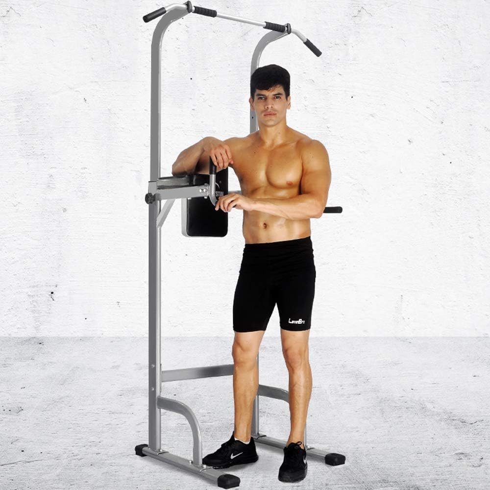DOIT Dip Stands Weight Capacity 440Lbs Home Office Gym Power Tower,Adjustable Workout Station Multi-Function Fitness Strength Training Pull Up Push up