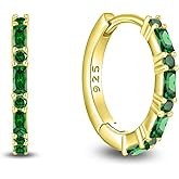 Starchenie Gemstone Huggie Hoop Earrings 925 Sterling Silver Birthstones Jewelry Gift for Women