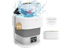 YLTIMER Mini Washing Machine, 11L Large Capacity Collapsible Washing Machine, Foldable Portable Washer and Dryer with Spin for Travel,Baby Clothes, Socks
