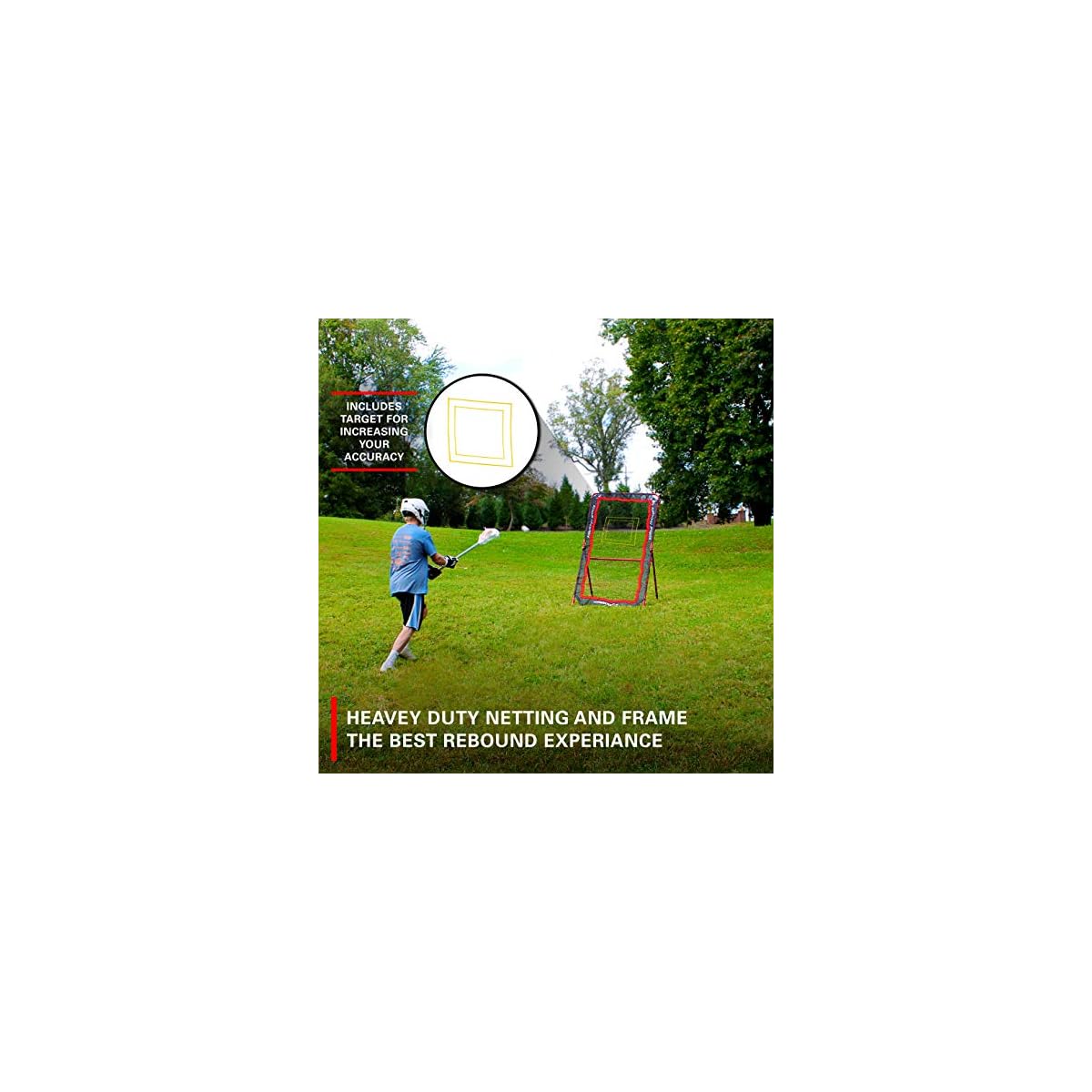 Rukket 4x7ft Lacrosse Rebounder Pitchback Training Screen, Practice Catching, Throwing, and