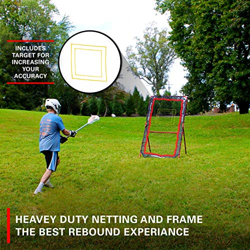 Rukket 4x7ft Lacrosse Rebounder Pitchback Training Screen, Practice Catching, Throwing, and