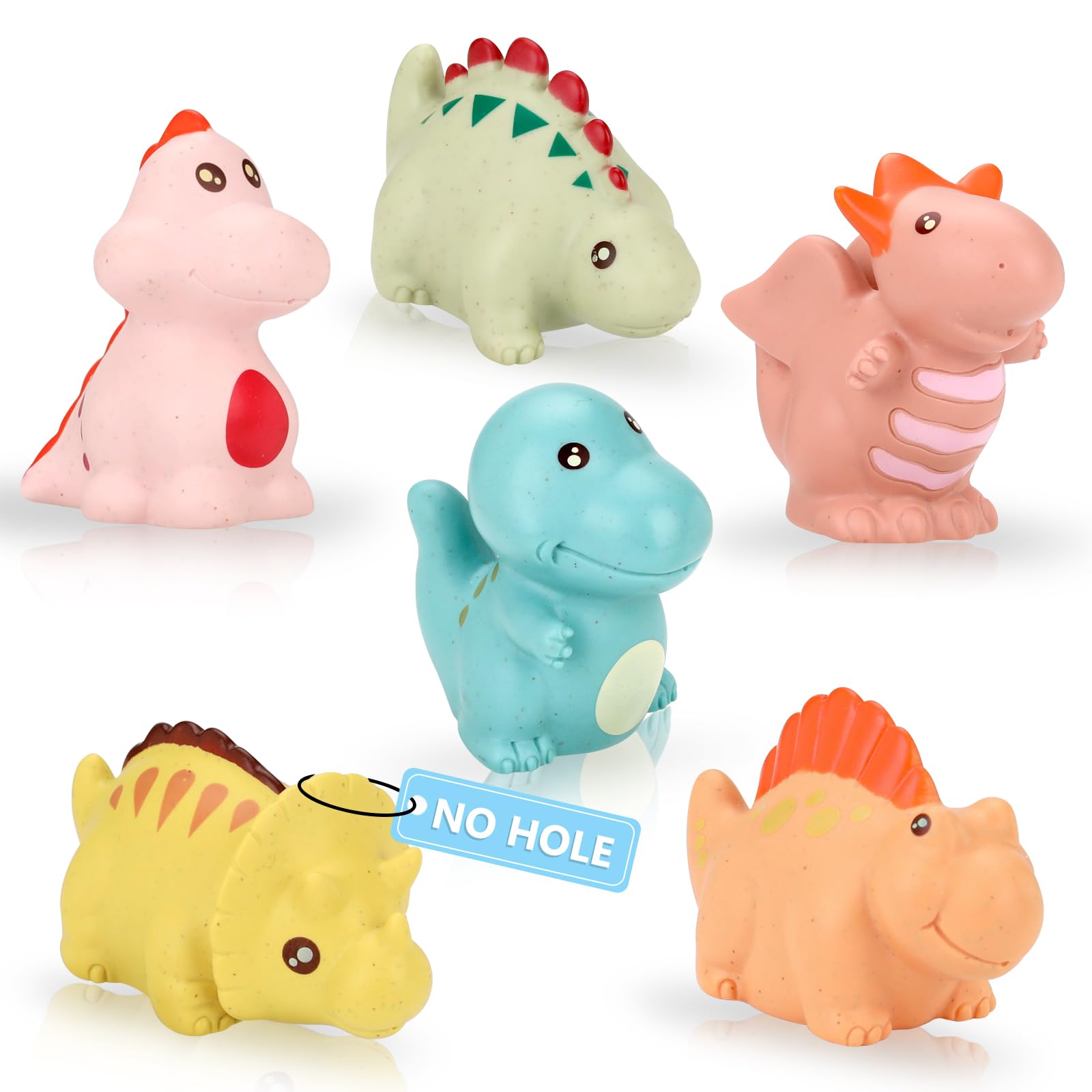 Mould Free Baby Bath Toys for 1 Year Olds, 6PCS Dinosaur Toys for Toddlers, Non-Toxic Kids Bath Toys for Boys and Girls, Pool and Bath Time Toys, Sensory Gifts for 1 2 3 4 Year Old