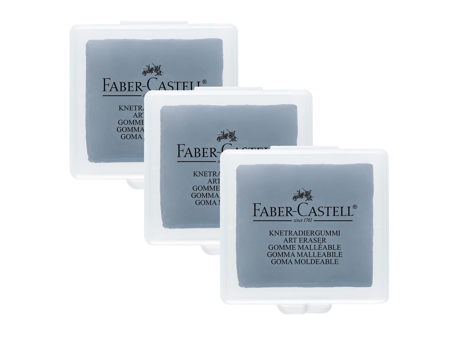 Faber-Castell Art Eraser 205004 Kneading Eraser 127220, Grey, Pack of 3
