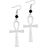 Sacina Gothic Ankh Earrings, Cross Dangle Earrings, Goth Earrings, Halloween Christmas New Year Jewelry Gift for Women, Men