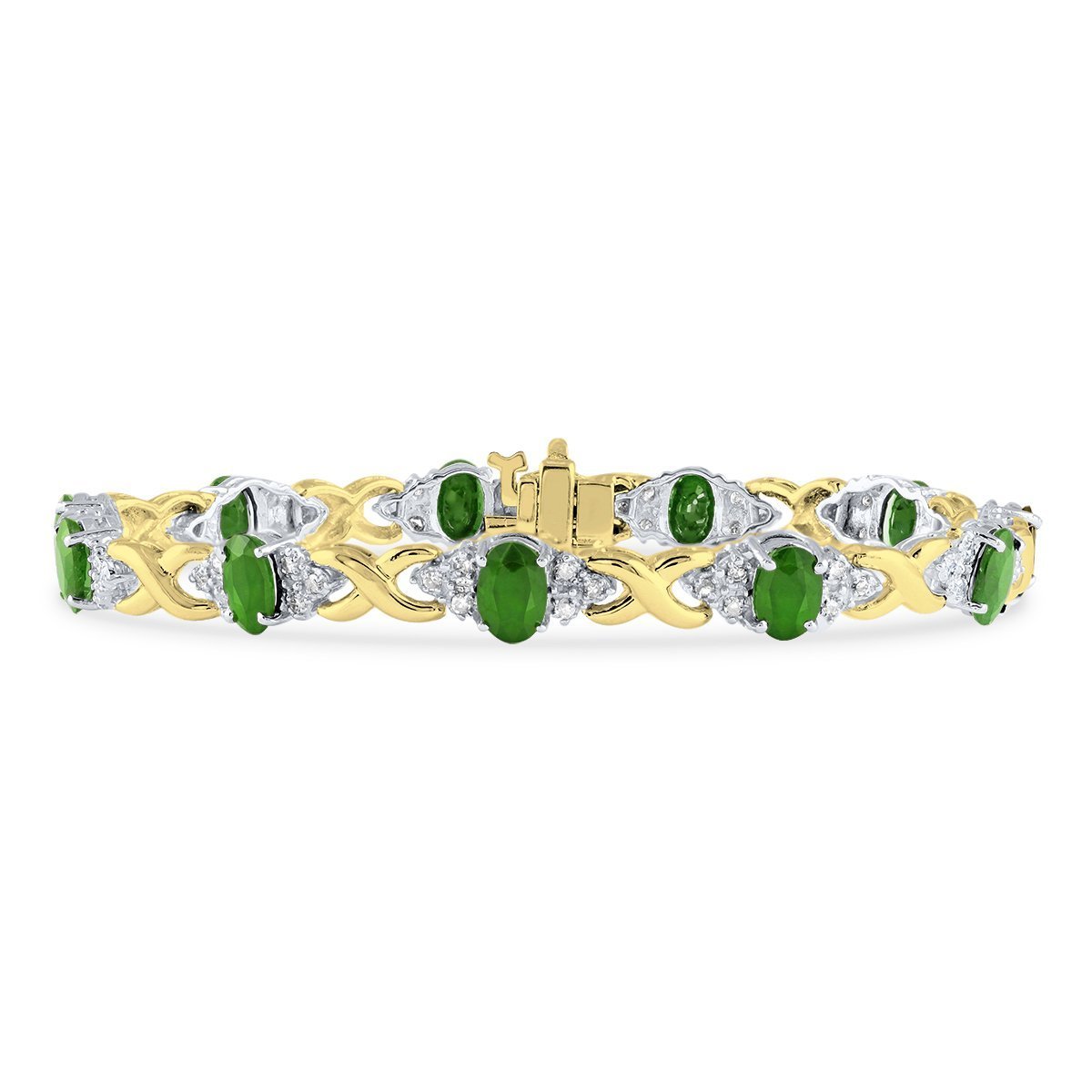 Amazon.com: 14k Yellow Gold Diamond and Emerald Bracelet: Tennis