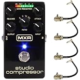 MXR M76 Studio Compressor Analog Guitar Effect Pedal Bundle with 4 MXR Right Angle Patch Cables