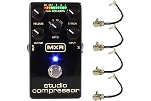MXR M76 Studio Compressor Analog Guitar Effect Pedal Bundle with 4 MXR Right Angle Patch Cables