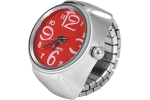 Brrnoo Ring Watch, 8Colors Men Women Finger Watch Creative Elastic Round Quartz Finger Ring Watches for Women Gift Men Gift(red)